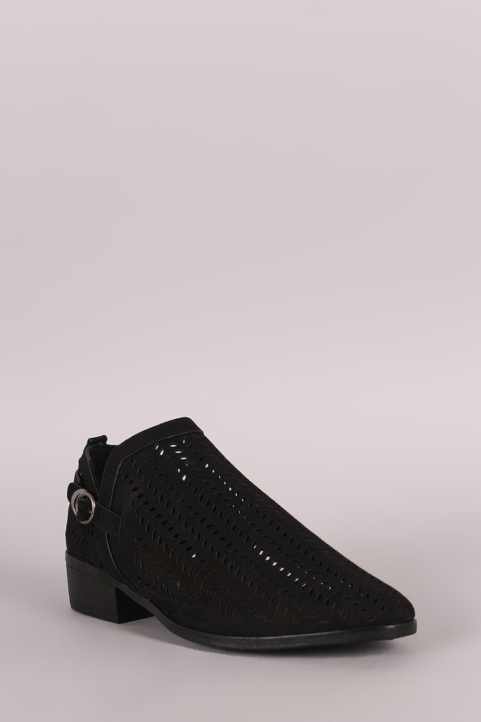 Bamboo Perforated Almond Toe Booties