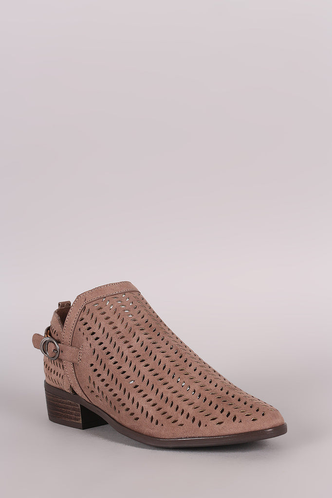 Bamboo Perforated Almond Toe Booties