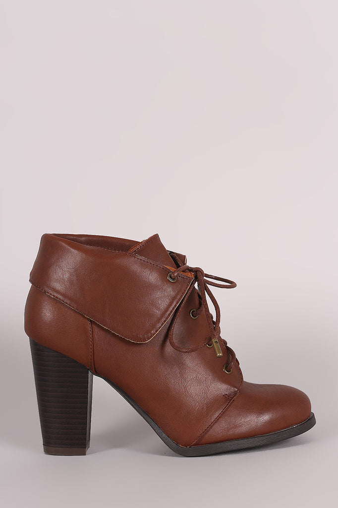 Bamboo Folded Cuff Chunky Heel Booties