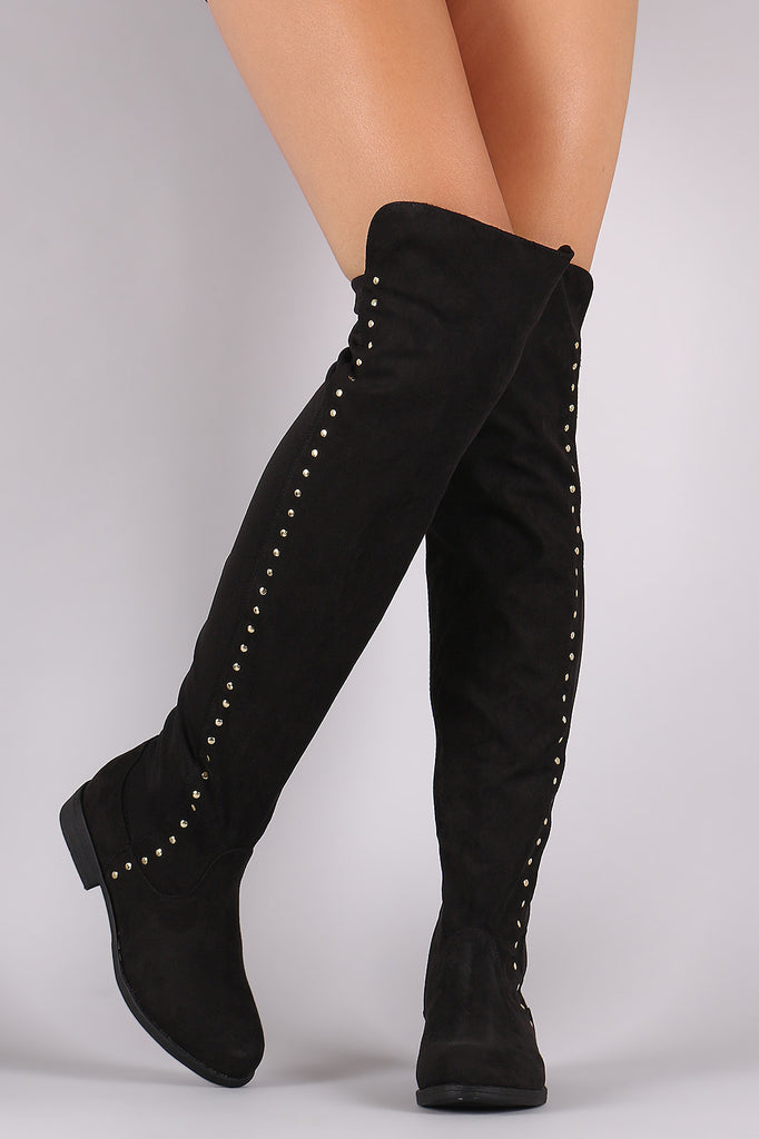 Bamboo Studded Elastane Fitted OTK Boots