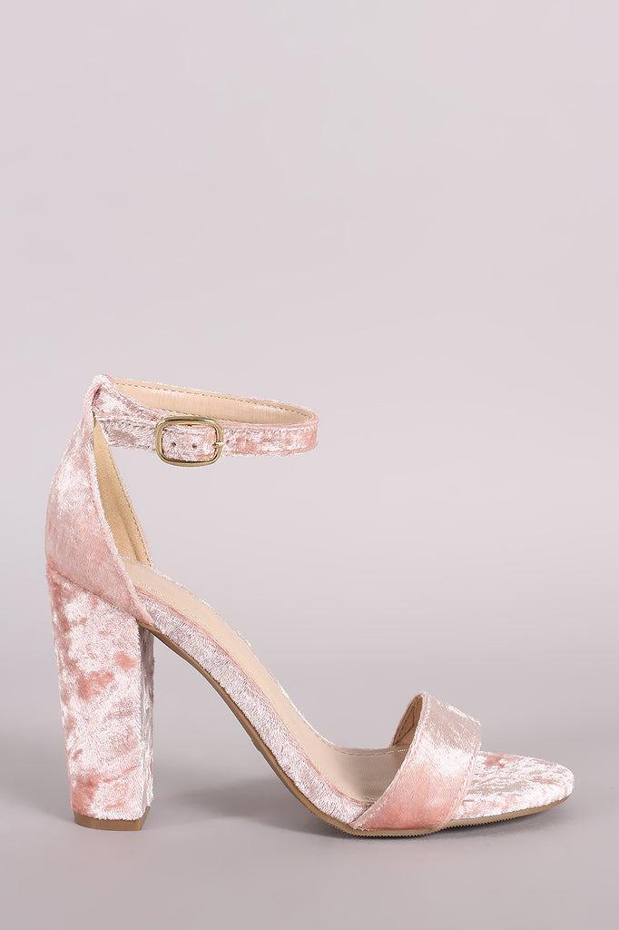Bamboo Velvet Open Toe Chunky Heel