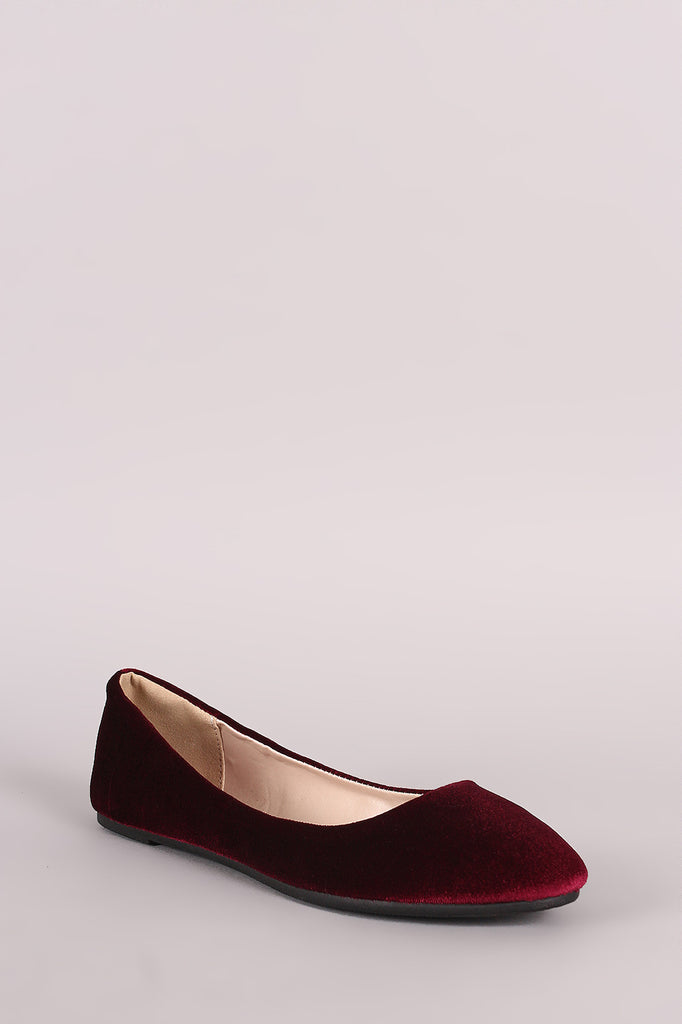 Bamboo Crushed Velvet Slip On Ballet Flat
