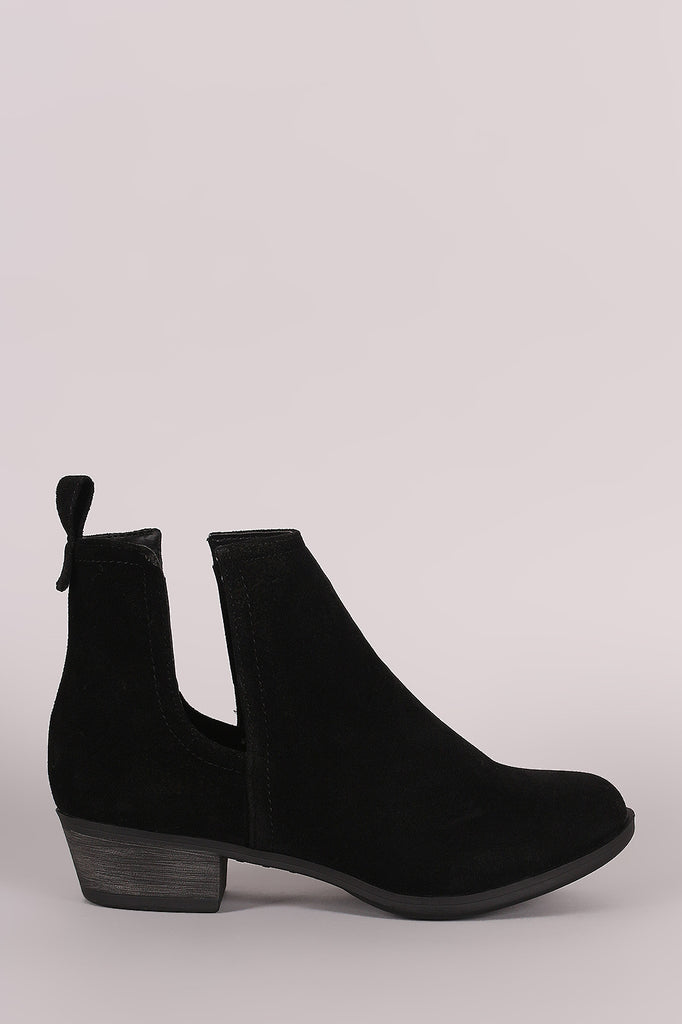 Breckelle Suede Side Cutout Cowgirl Booties
