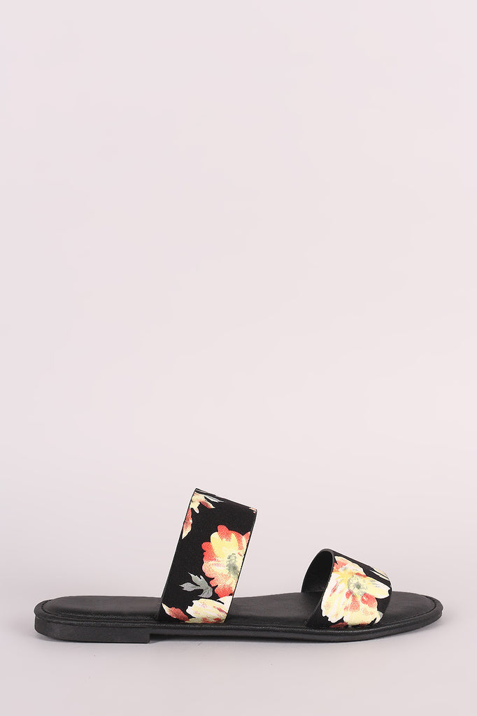 Bamboo Watercolor Double Band Slide Sandal