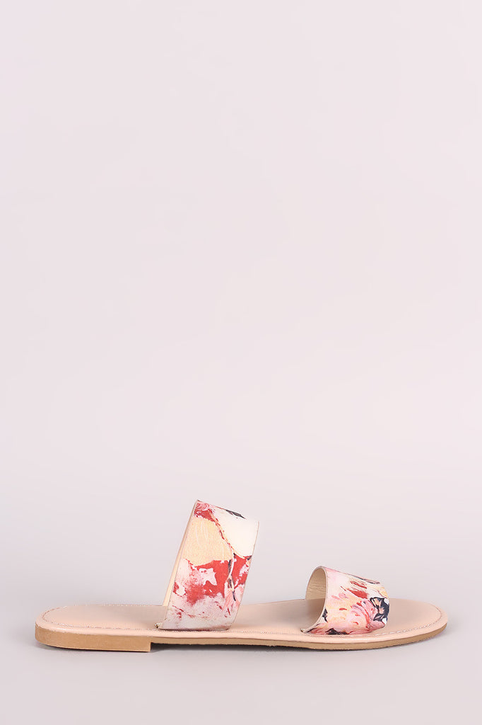 Bamboo Watercolor Double Band Slide Sandal