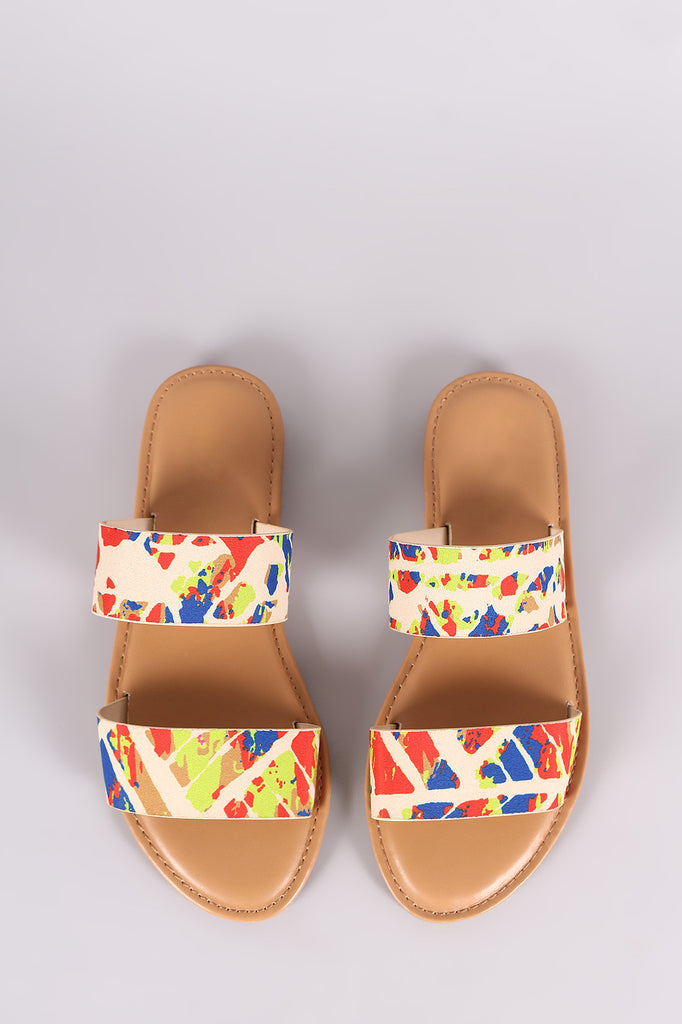 Bamboo Watercolor Double Band Slide Sandal