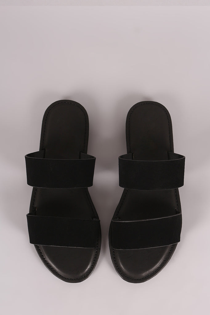 Bamboo Nubuck Double Band Slide Sandal