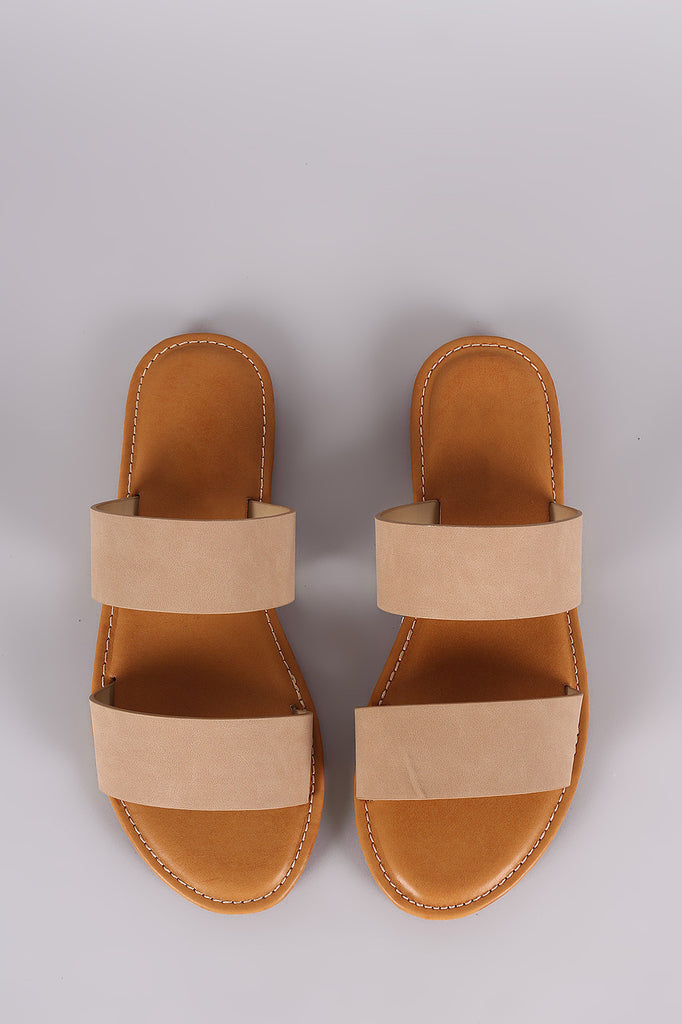 Bamboo Nubuck Double Band Slide Sandal