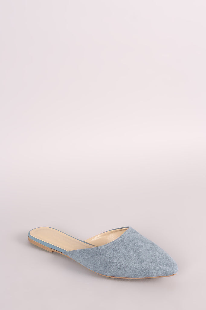 Wild Diva Lounge Suede Pointy Toe Mule Loafer Flat