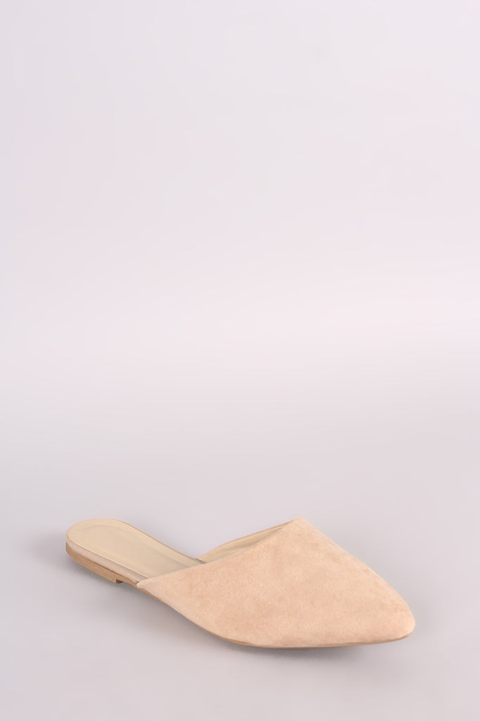 Wild Diva Lounge Suede Pointy Toe Mule Loafer Flat