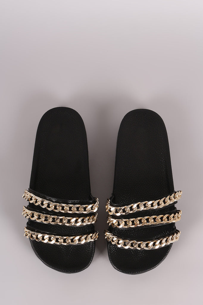 Triple Chain Lug Sole Slide Sandal