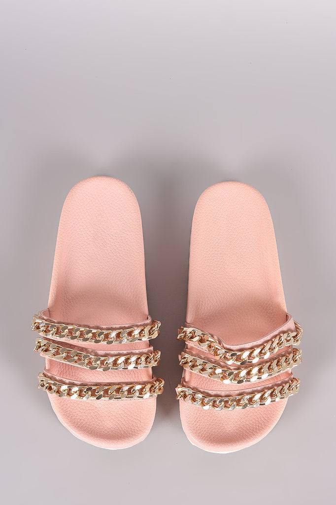 Triple Chain Lug Sole Slide Sandal