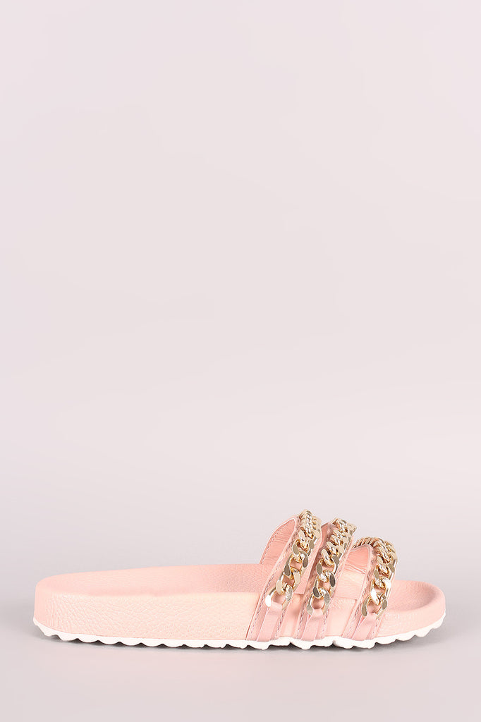 Triple Chain Lug Sole Slide Sandal
