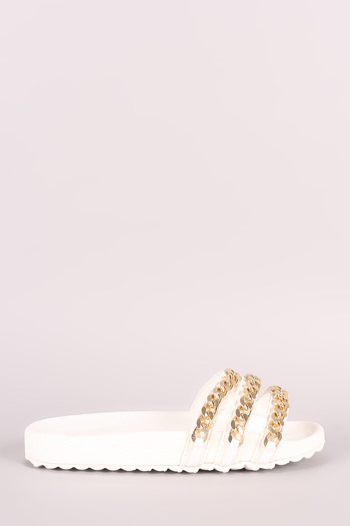 Triple Chain Lug Sole Slide Sandal