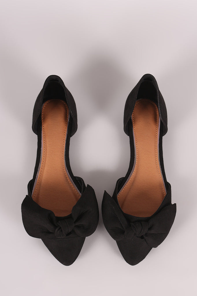 Bamboo Bow Pointy Toe Dorsay Flat