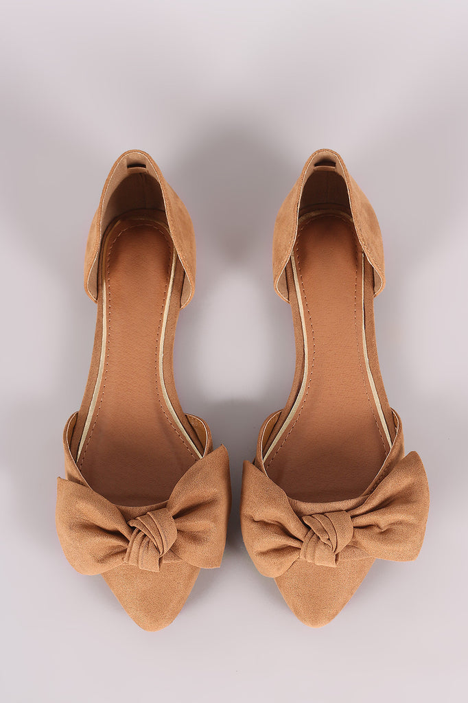 Bamboo Bow Pointy Toe Dorsay Flat
