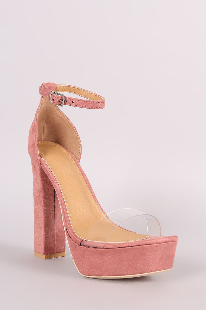 Lucite Band Open Toe Chunky Platform Heel