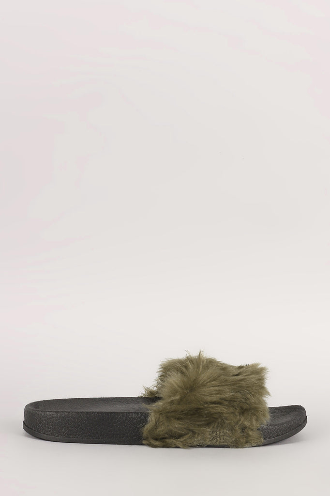 Fluffy Faux Fur Open Toe Slide Sandal