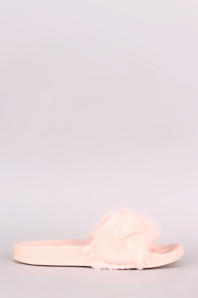 Fluffy Faux Fur Open Toe Slide Sandal