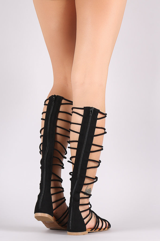 Bamboo Suede Strappy Gladiator Flat Sandal