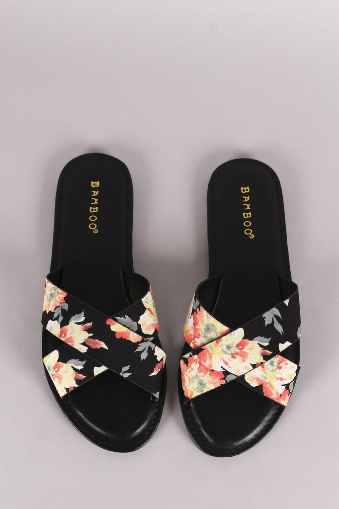 Bamboo Printed Crisscross Slide Sandal