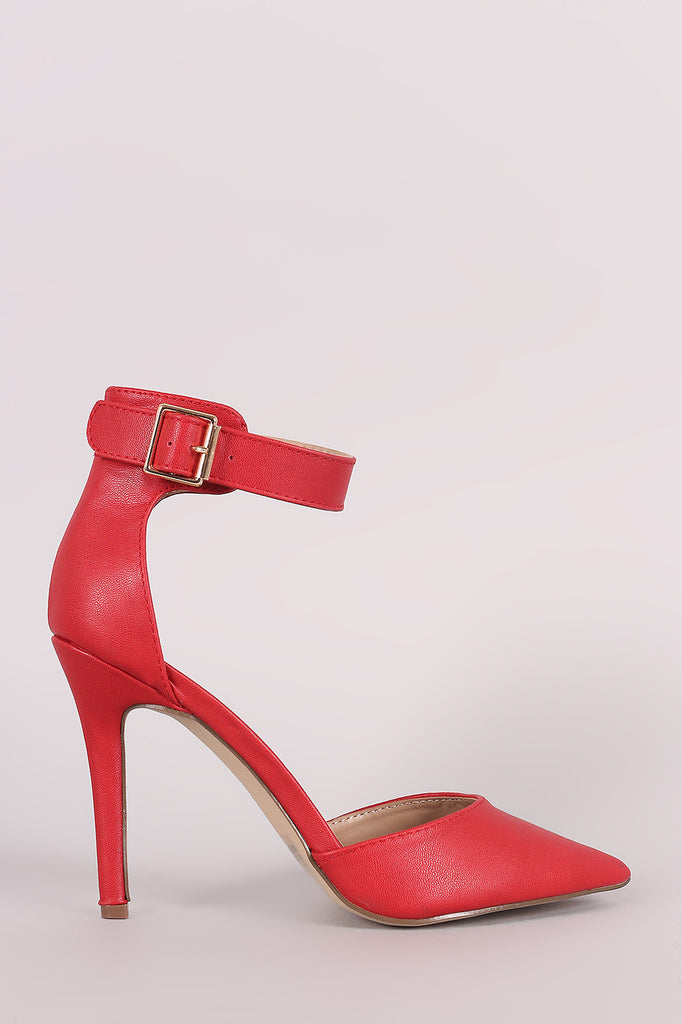 Breckelle Pointy Toe Ankle Strap Stiletto Pump