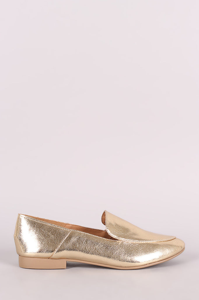 Qupid Metallic Slip-On Loafer Mules