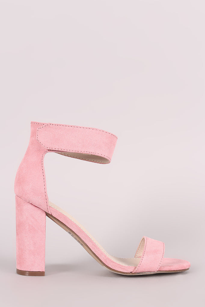 Breckelle Suede Ankle Strap Chunky Heel
