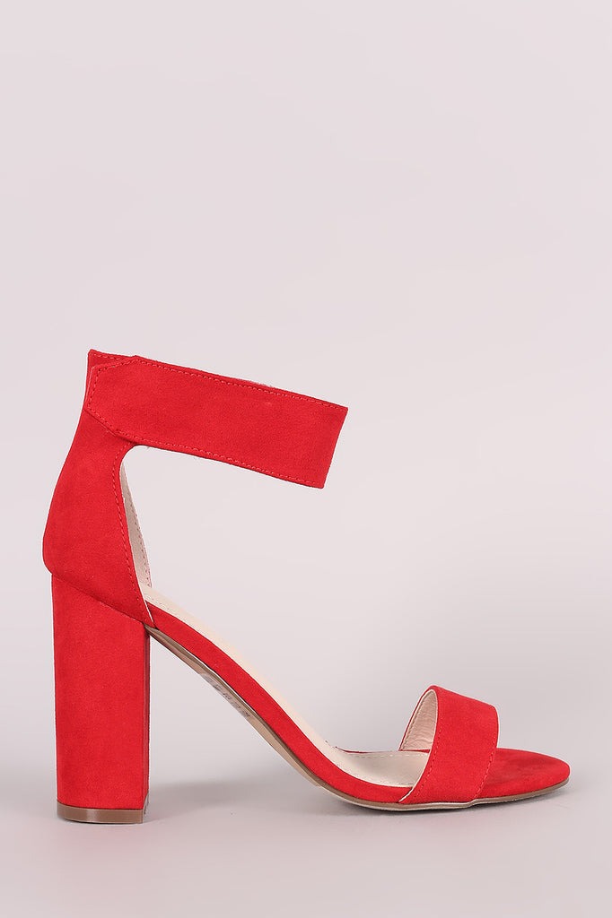 Breckelle Suede Ankle Strap Chunky Heel