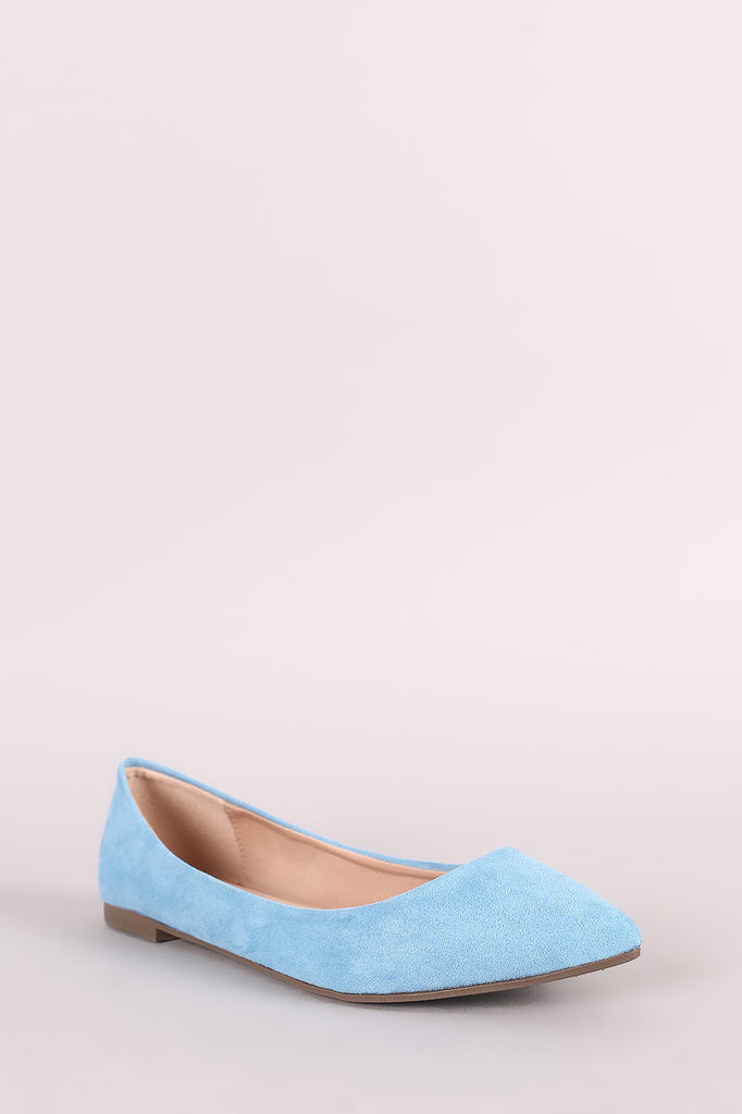 Breckelle Simple Vegan Suede Pointy Toe Flats