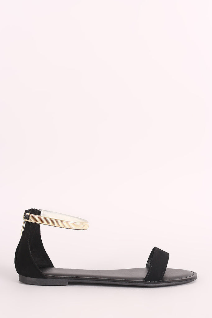 Bamboo Nubuck One Band Ankle Strap Flat Sandal