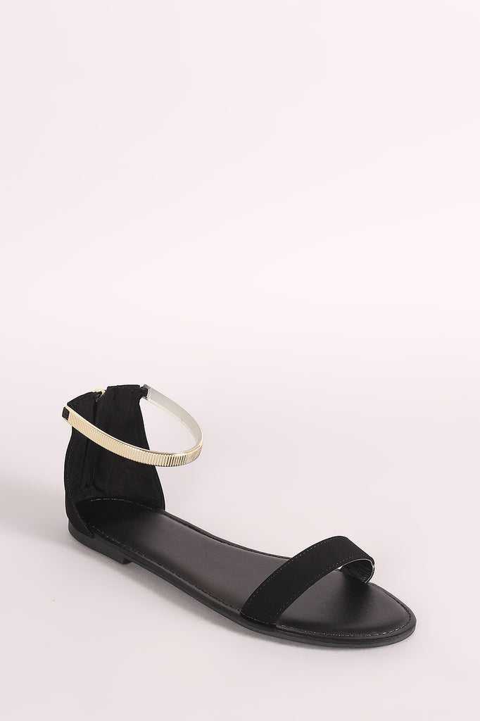 Bamboo Nubuck One Band Ankle Strap Flat Sandal