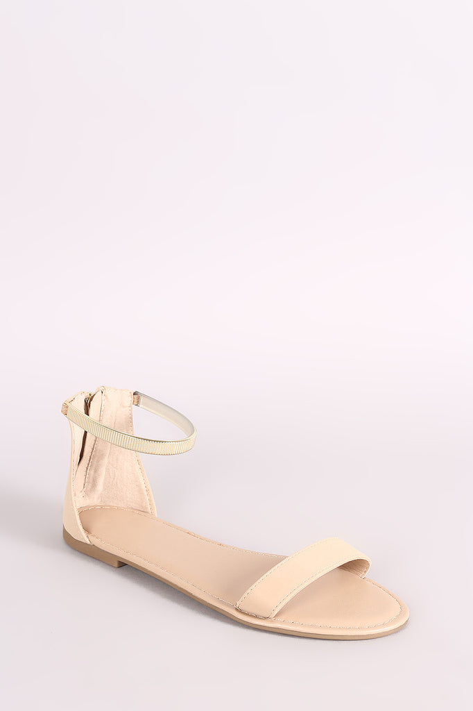 Bamboo Nubuck One Band Ankle Strap Flat Sandal