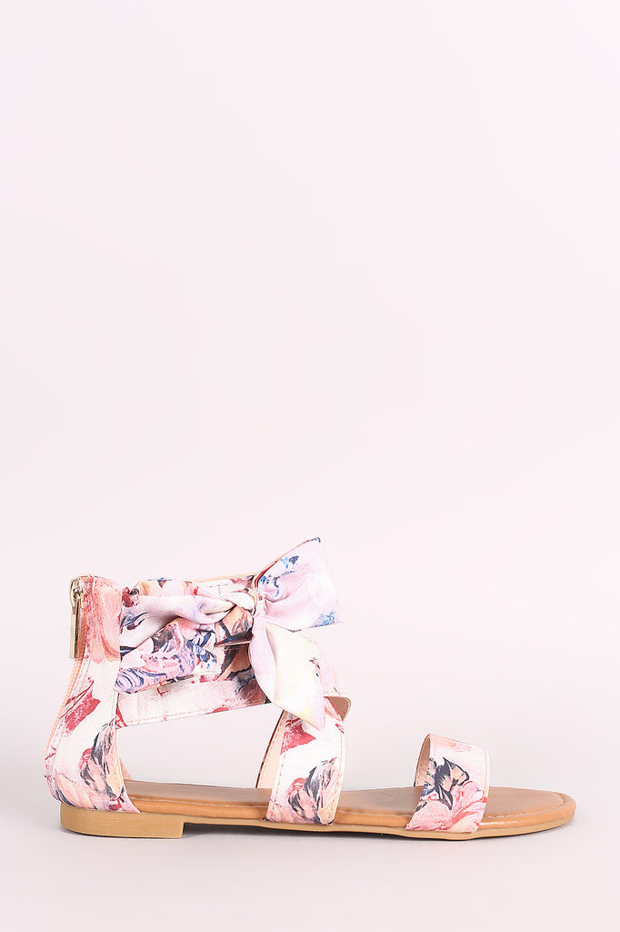 Bamboo Printed Side Bow Flat Sandal