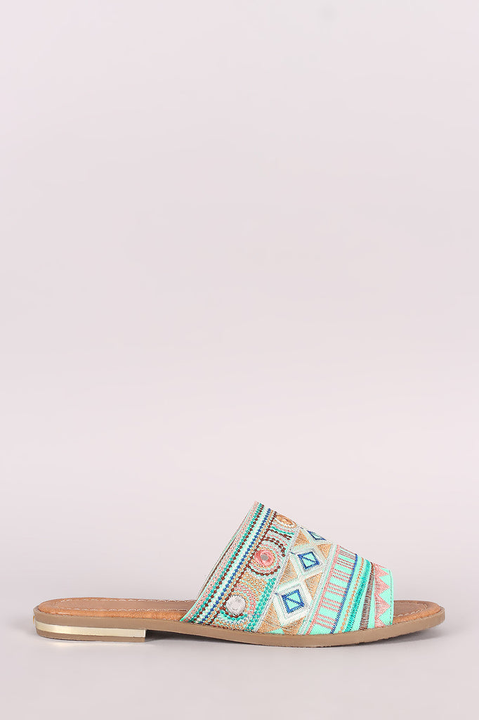 Liliana Tribal Embroidery Slide Sandal