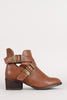 Breckelle Double Buckle Criss Cross Round Toe Cutout Booties