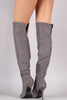 Qupid Suede Pointy Toe Over-The-Knee Stiletto Boots