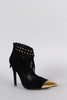 Studded Fringe Ankle Cuff Pointy Toe Stiletto Pump