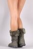 Bamboo Suede Fur Cuff Mid Calf Winter Boots