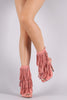 Liliana Long Layered Fringe Peep Toe Stiletto Mule Heel