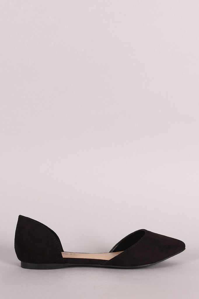 Breckelle Suede Pointy Toe Slip On Dorsay Flat