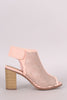 City Classified Perforated Peep Toe Chunky Heel