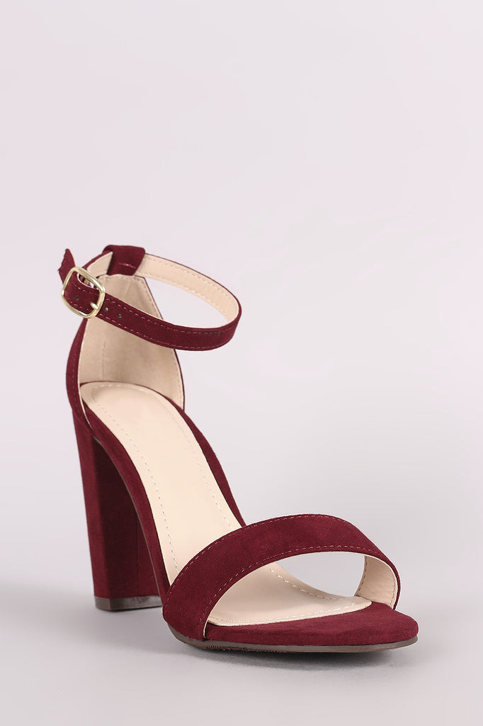 Bamboo Suede One Band Ankle Strap Open Toe Heel
