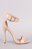 Shiny Ankle Strap Open Toe Stiletto Heel