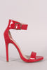 Shiny Ankle Strap Open Toe Stiletto Heel