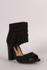 Bamboo Tassel Ruched Ankle Cuff Chunky Heel