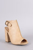Wild Diva Lounge Peep Toe Chunky Heeled Mule Booties