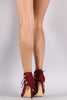 Suede Teardrop Cutout Lace-Up Stiletto Heel