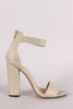 Glitter Open Toe Ankle Strap Chunky Heel