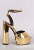 Liliana Metallic Peep Toe Platform Chunky Heel